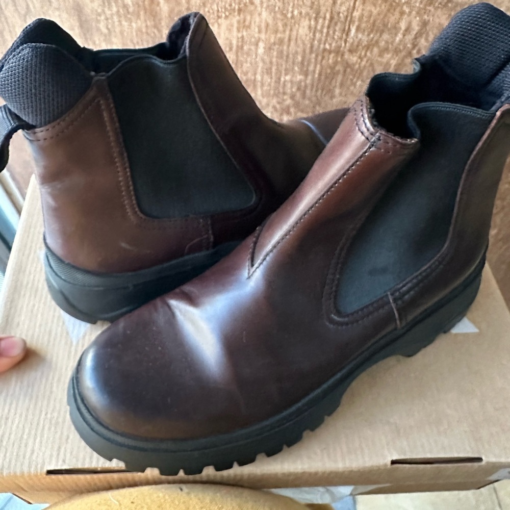 Prada Dark Brown Leather Ankle Boots